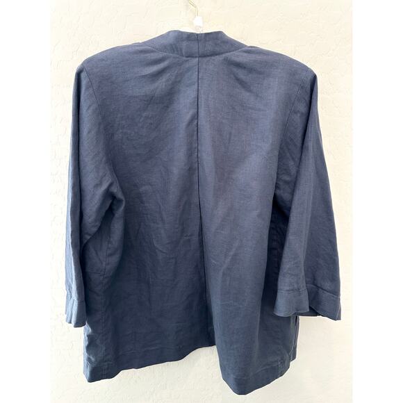 J.JILL | Pure Jill 100% Linen Dark Blue Kimono Jacket | Petite XS - Picture 4 of 7